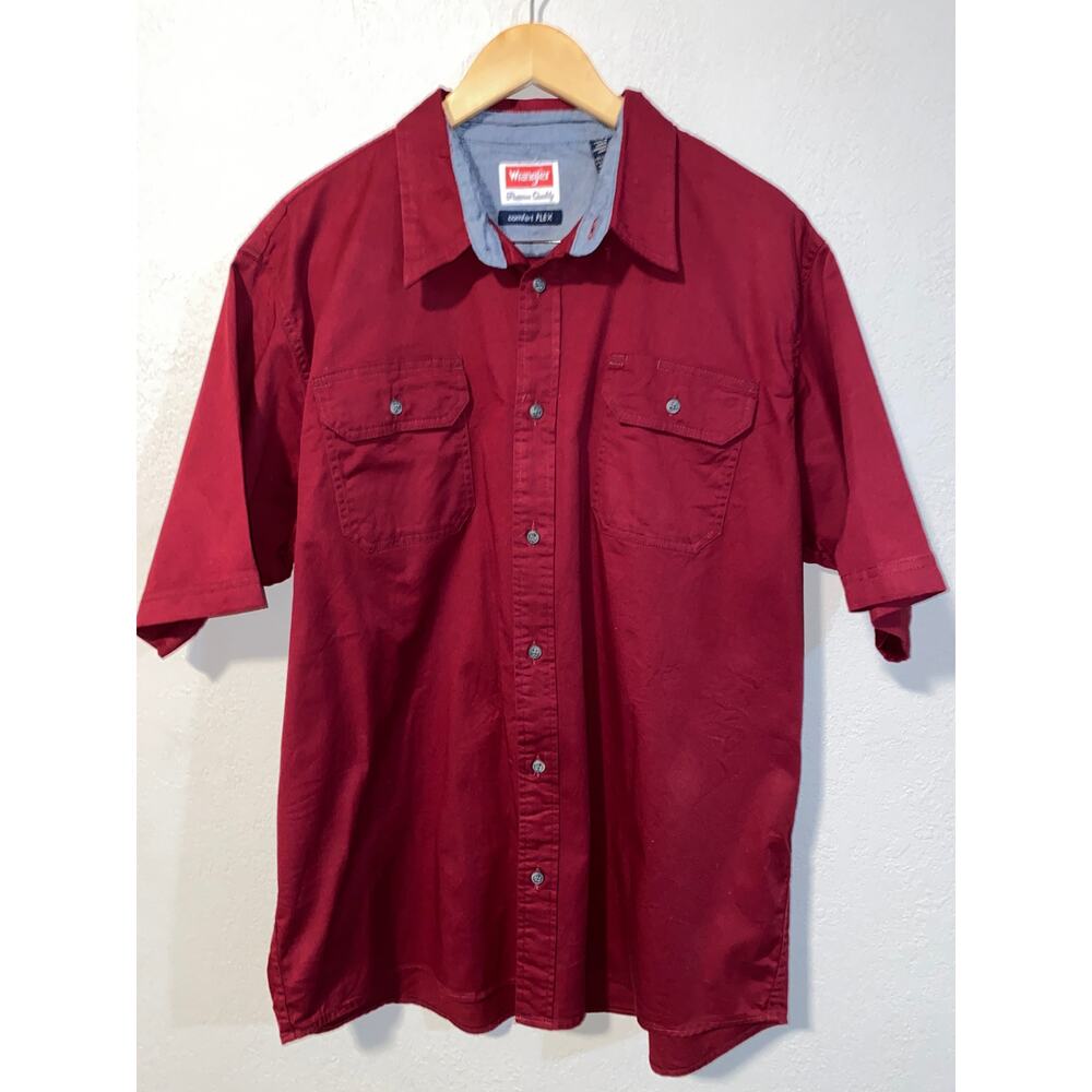 Wrangler Comfort FLEX short-sleeve button-up shirt Red SZ XL